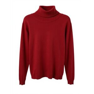 Calvin Klein Women Red Turtleneck Sweater Long Sleeve Ribbed‎ M